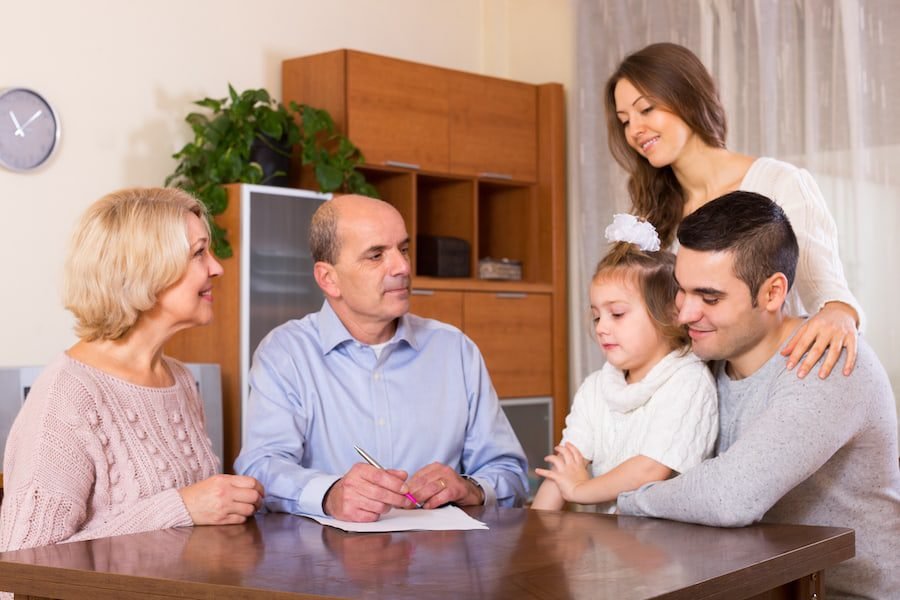 Family discussing Will