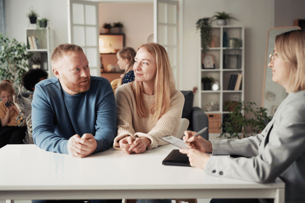 Couple receiving legal advice