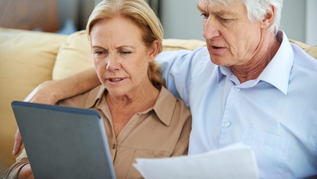 Older couple managing affairs